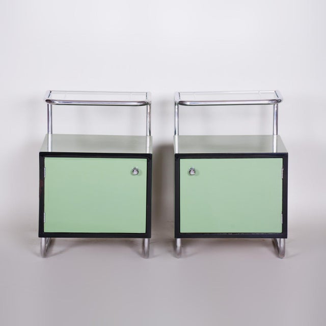 Bauhaus Side Tables in Chrome and Glass by Vichr a Spol., Czech, 1930s, Set of 2 For Sale - Image 18 of 18