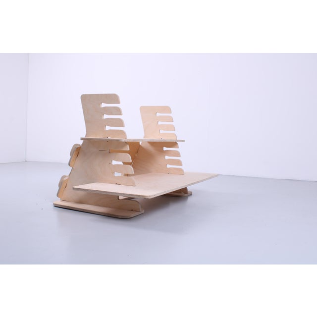 Birch multiplex adjustable standing desk with natural looks and feel. Clever design and the vintage atmosphere of the wood...