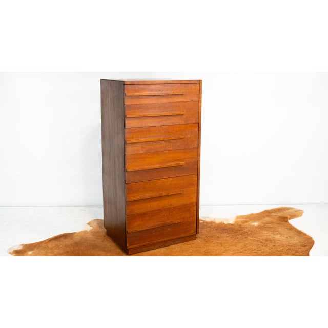 Arne Wahl Iversen 1960s Mid Century Teak Asymmetrical Tall Dresser For Sale - Image 4 of 18