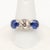 Metal 1980s Gorgeous Platinum Diamond Sapphire 3 Stone Ring, Size 7.5 For Sale - Image 7 of 11