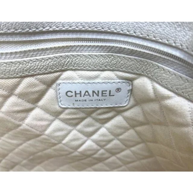 Chanel Ivory Goatskin Perforated Large CC Tote For Sale - Image 9 of 9