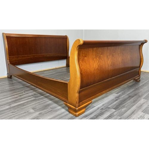 Vintage French Style King Size Bed Frame with Carved Headboard For Sale - Image 10 of 10