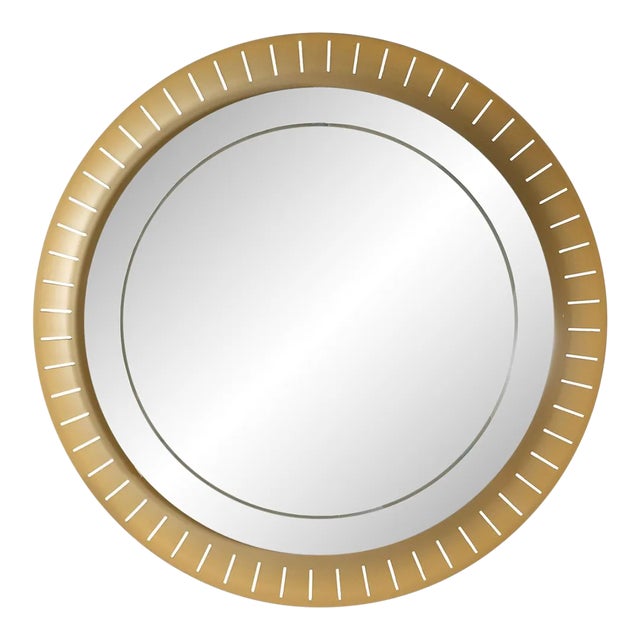 Vintage Perforated Brass Backlit Mirror by Hillebrand For Sale