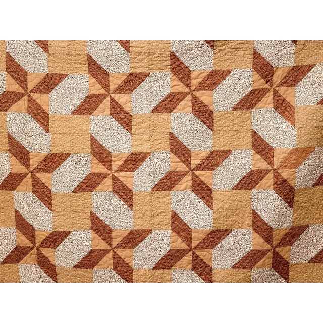 American Brown Geometric Quilt For Sale - Image 3 of 12