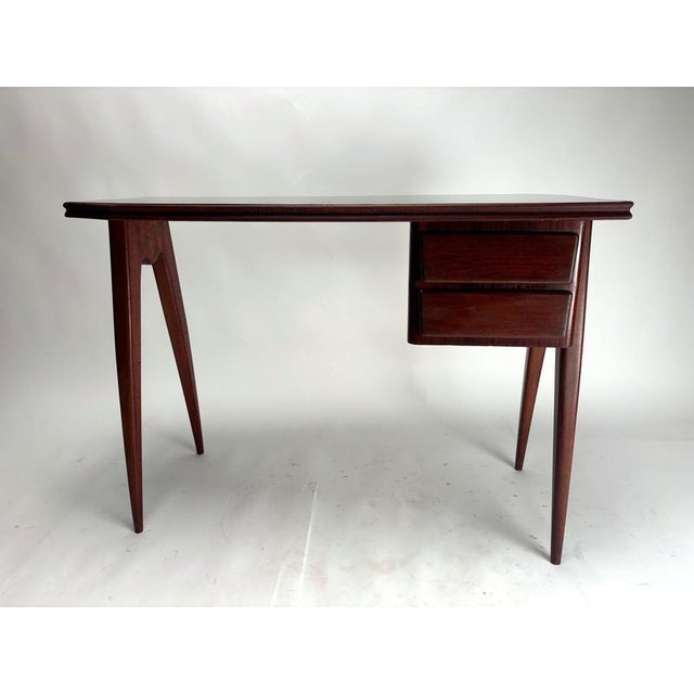 Wood Mid-Century Desk in Wood and Glass from Dassi, Italy, 1950s For Sale - Image 7 of 11