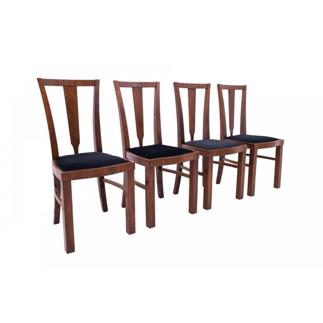 1940s Art Deco Round Table with Four Chairs, Poland, 1940s, Set of 5 For Sale - Image 5 of 18