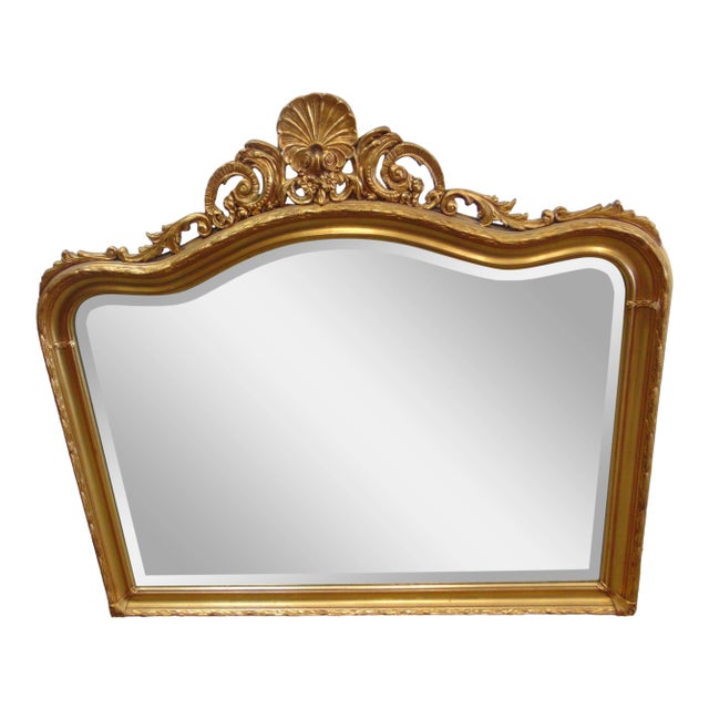 Mid 20th Century Italian Style Gilt Shell Carved Mirror For Sale