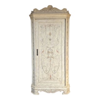 Drexel Heritage Swedish Gustavian Style Paint Decorated Armoire For Sale