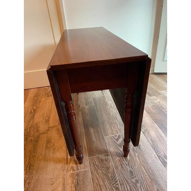 English Antique English Edwardian Mahogany Drop Leaf Table For Sale - Image 3 of 11