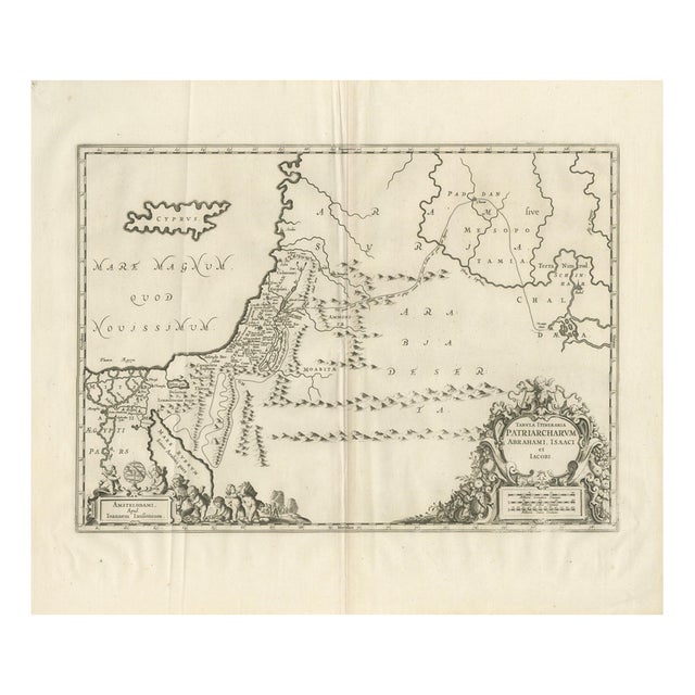 Antique Biblical Map of the Holy Land, 1650 For Sale