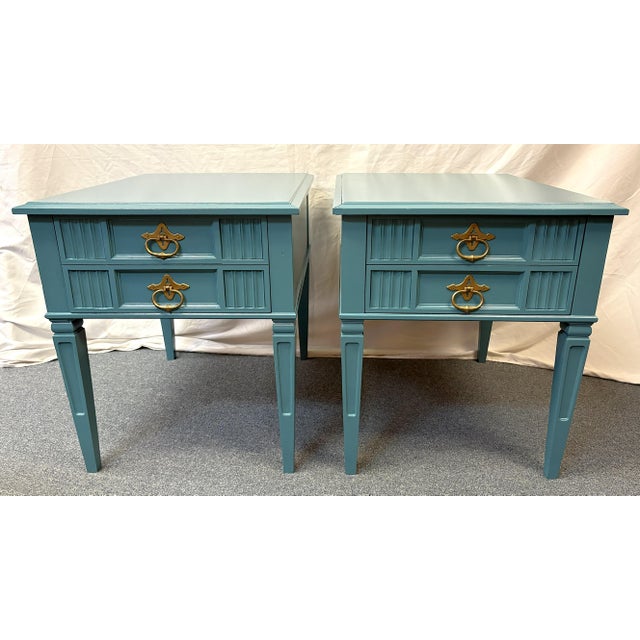 Mid-Century Modern Vintage Heritage Furniture Solid Wood End Tables/ Nightstands With New Paint- A Pair For Sale - Image 3 of 15
