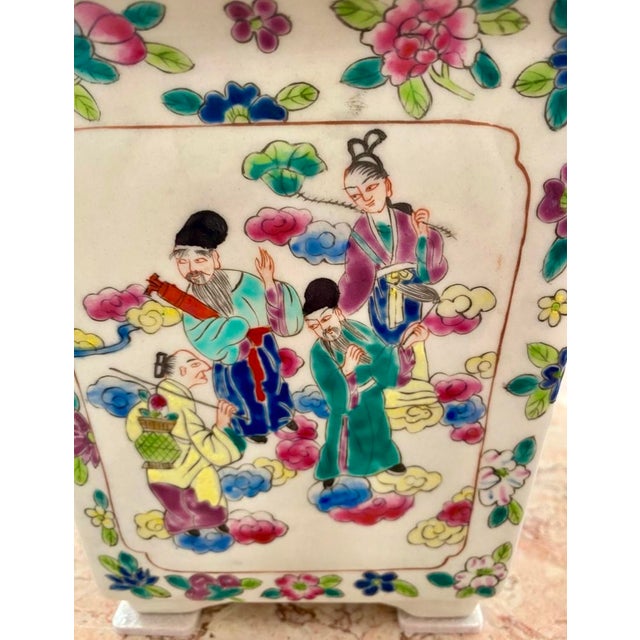 White Vintage Hand-Painted Chinese Planter For Sale - Image 8 of 12