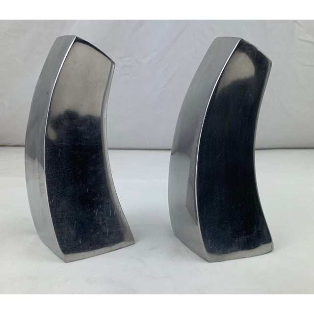 Silver 1990s Vintage Modern Aluminum Vases- Set of 2 For Sale - Image 8 of 10