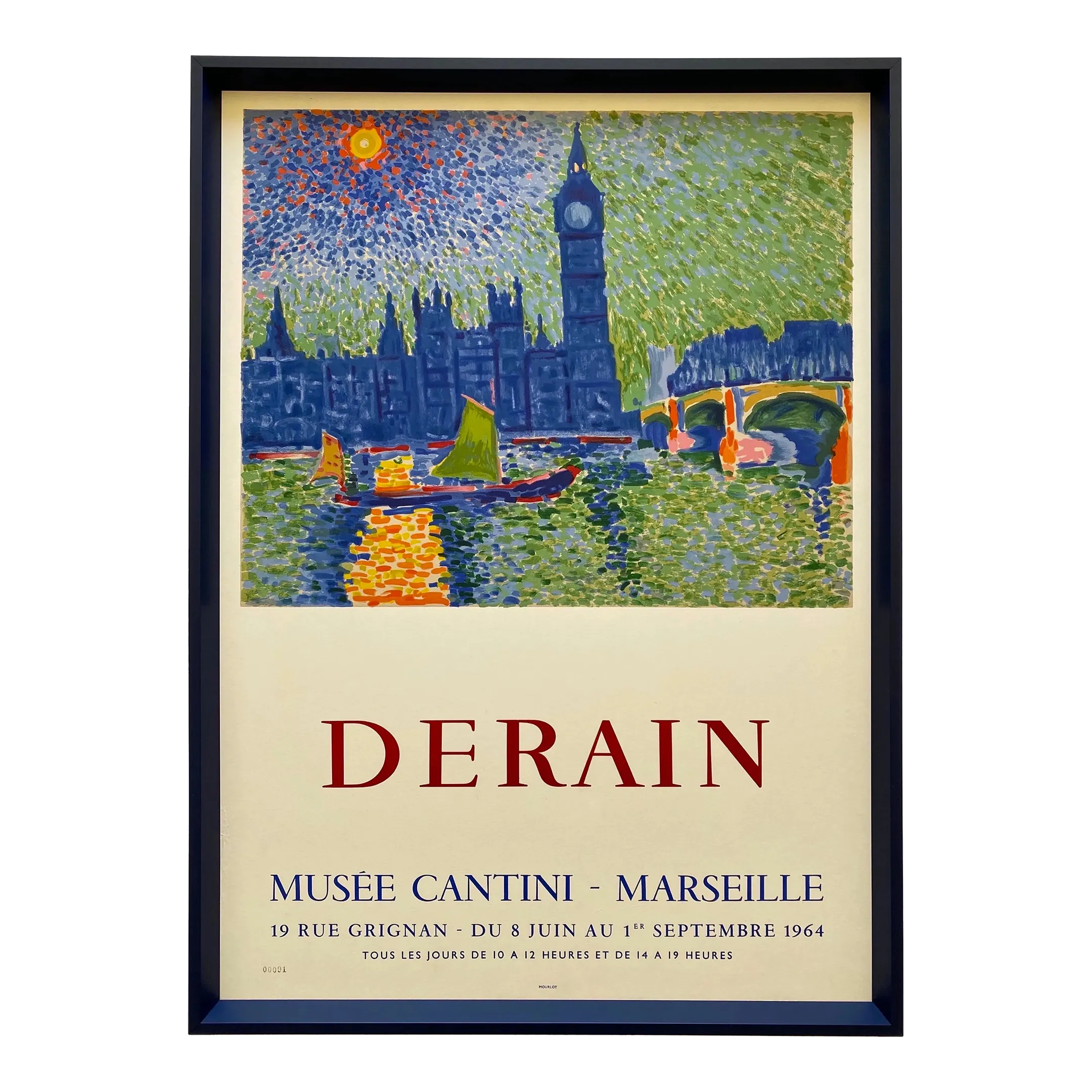 水彩画 BEN VENUE 1833 Andre Derain Vintage 1964 Mourlot Fine Art Lithograph Print Framed
