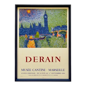 Andre Derain Vintage 1964 Mourlot Fine Art Lithograph Print Framed Fauvism Exhibition Poster " Big Ben, Londres " 1906