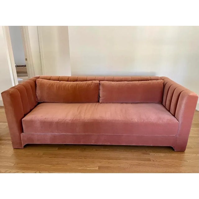 Hollywood Regency 90" Designer Velvet Sofa with Ottoman Sophisticated 90" Sofa with matching Ottoman and two cushions...