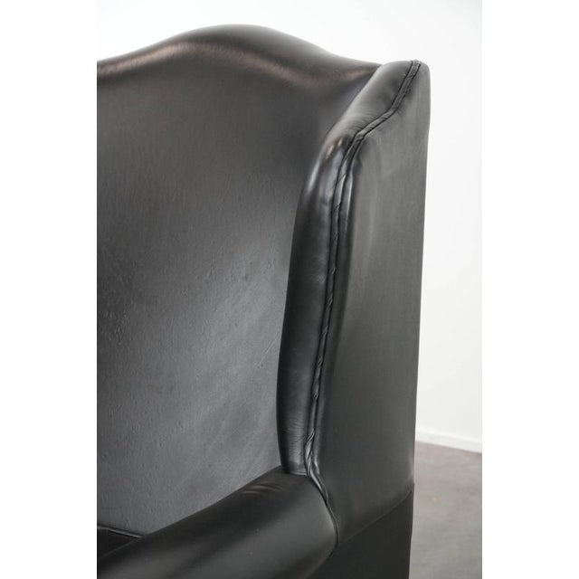 English Style Black Cowhide Chesterfield Wing Chair For Sale - Image 9 of 15