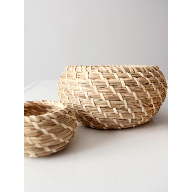 Vintage Set of 3 Woven Nesting Basketsof 3 For Sale - Image 13 of 16