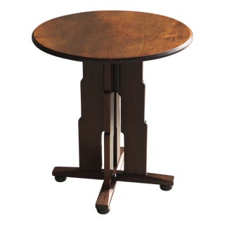 Dutch Amsterdam School Art Deco Side Table with Stepped Design and Ball Feet, 1920s For Sale