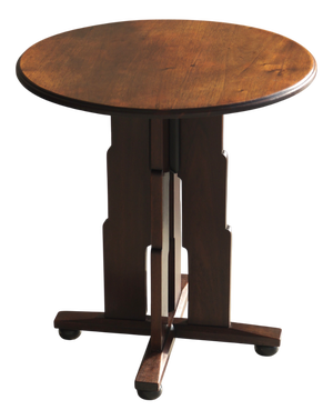 Dutch Amsterdam School Art Deco Side Table with Stepped Design and Ball Feet, 1920s