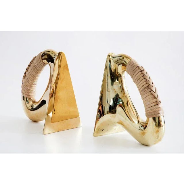 Not Yet Made - Made To Order Mid-Century Modern Carl Auböck Model #3530 'Flatiron' Brass and Cane Bookends - a Pair For Sale - Image 5 of 7
