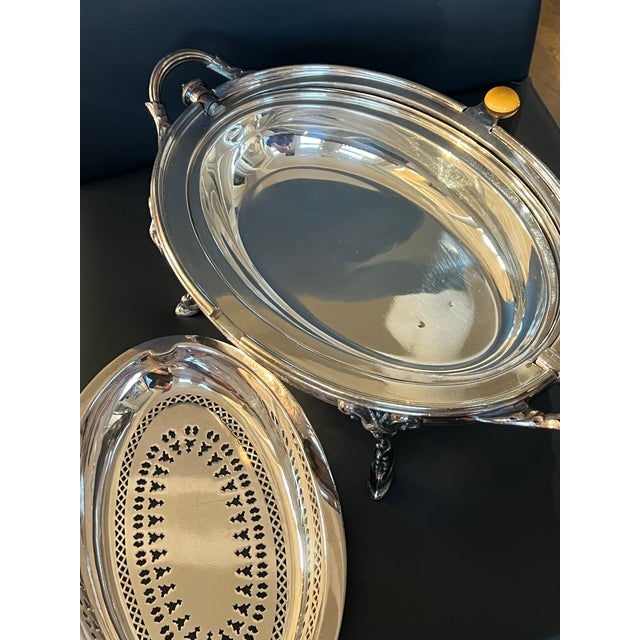 Antique Silverplate Etched Server Serving Dish Domed Tall Legs For Sale In Atlanta - Image 6 of 12