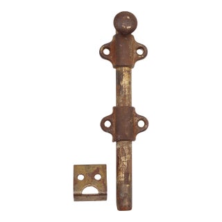 Vintage 6 In. Brass Plated Steel Surface Door Bolt For Sale