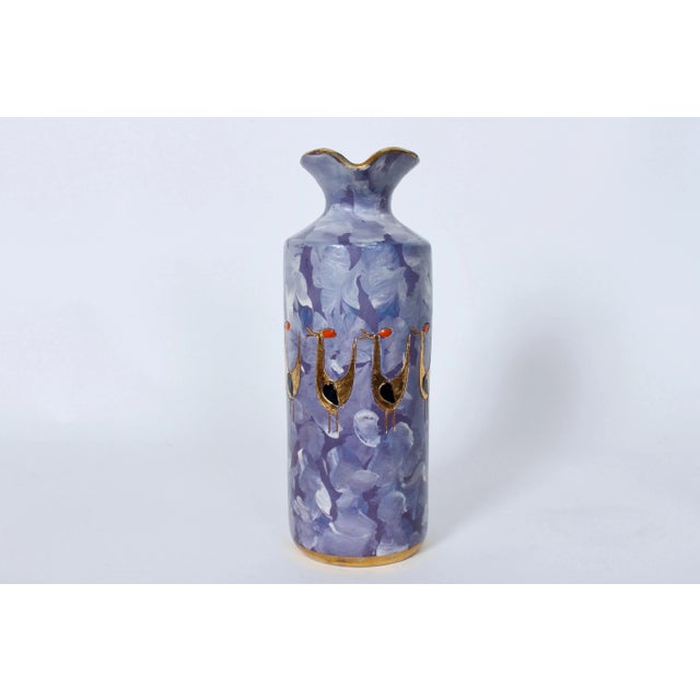Bitossi 1950s Aldo Londi for Bitossi Gilt Birds Glazed Pottery Handled Pitcher - Vase For Sale - Image 4 of 12