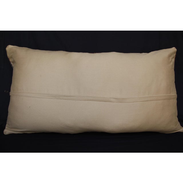 Red Vintage Anatolian Oushak Pillow – Tribal Handwoven Rug Cushion Cover -19'' X 35'' For Sale - Image 8 of 12