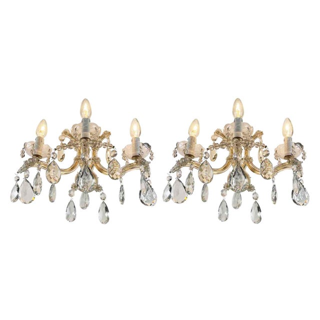 Crystal Maria Teresa Wall Lights, 1950s, Set of 2 For Sale - Image 6 of 8