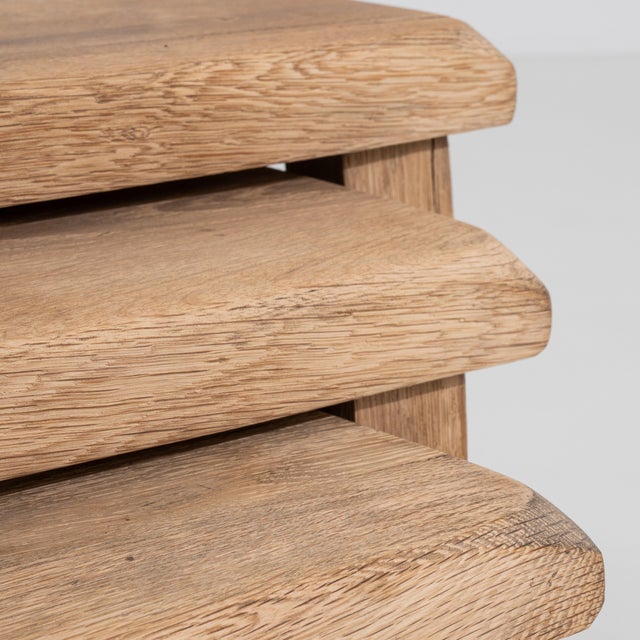 Set Of Three Oak Brutalist Nesting Tables For Sale - Image 9 of 9