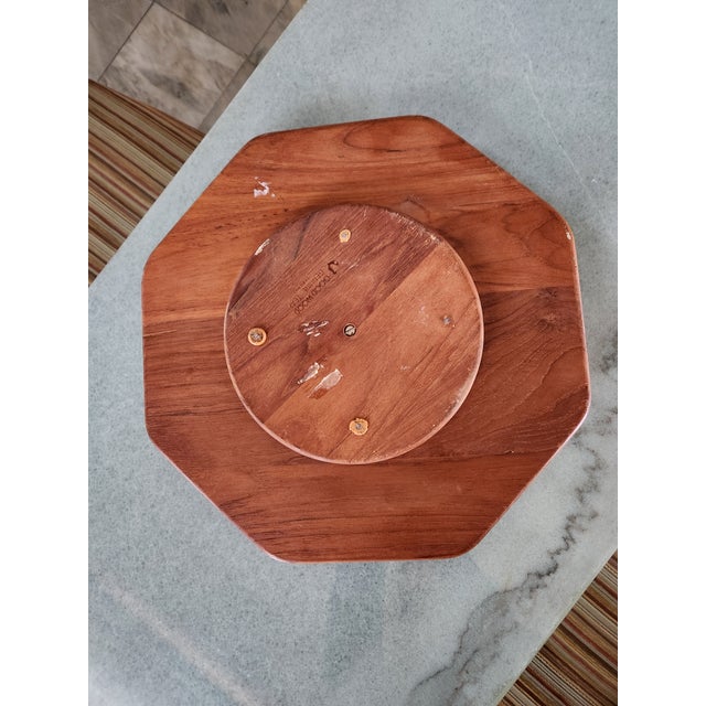 Wood 1970s Mid Century Modern Sculptural Solid Teak Swirl Platter Lazy Susan For Sale - Image 7 of 8