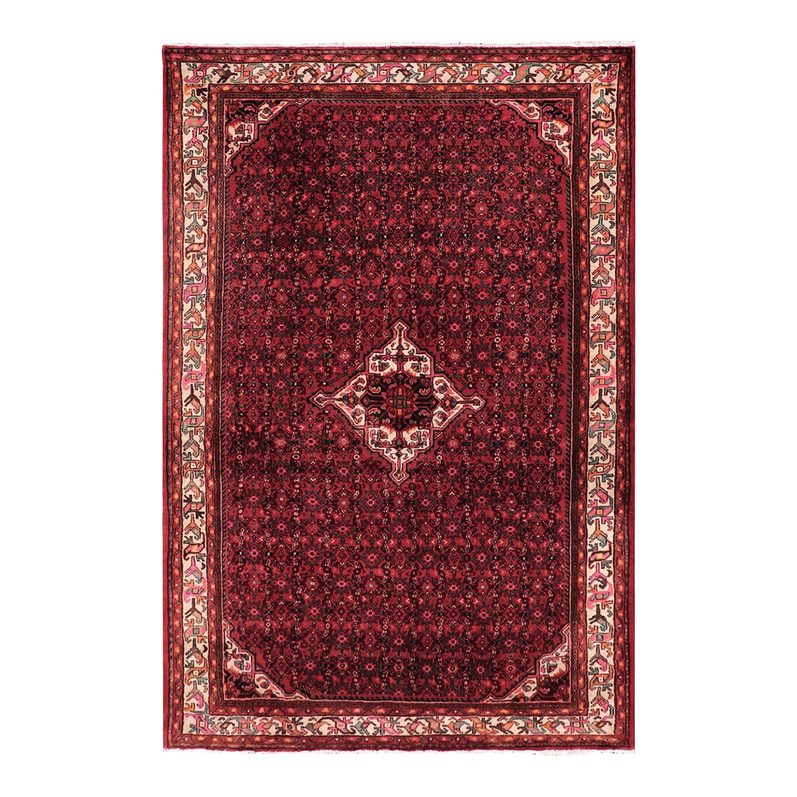 Shabby Chic Persian Tabriz Red/Beige Wool Rug - 6'8'' X 9'8'' | Chairish