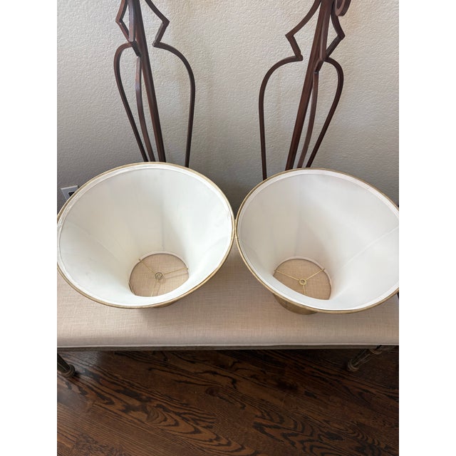 Vintage Spanish Revival Scrolled Wrought Iron Floor Lamps With Antiqued Shades – Pair For Sale - Image 15 of 15
