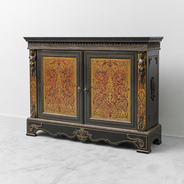 French Sideboard in Hand-Painted Wood with Brass Details, 1890s For Sale - Image 13 of 13
