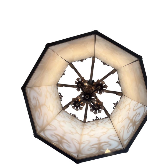 Metal 1920s Spanish Revival Wrought Iron Lantern Chandelier For Sale - Image 7 of 12
