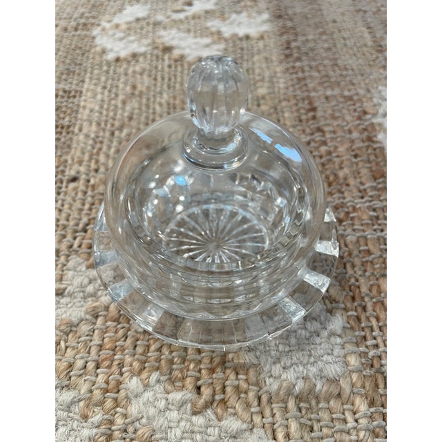 Traditional Vintage Crystal Cut Glass Rounded Covered Butter Dish For Sale - Image 3 of 6