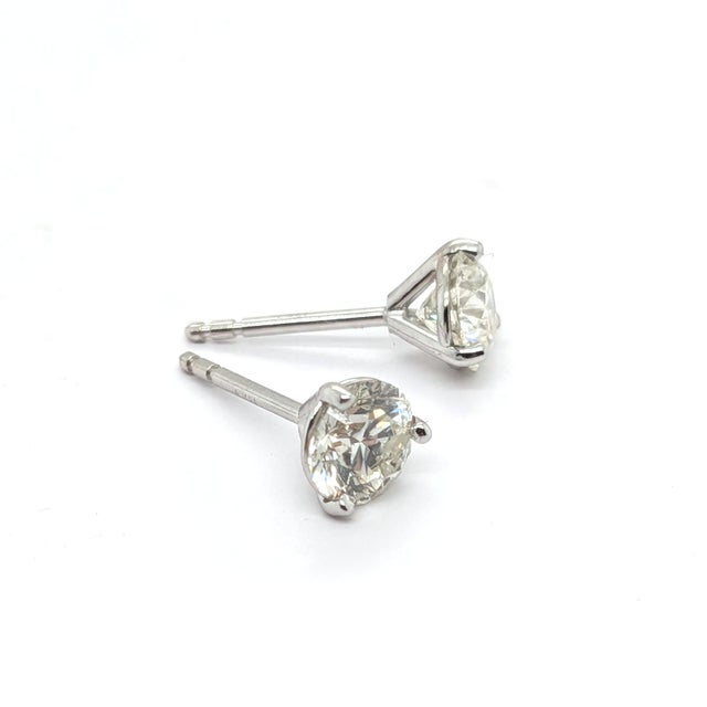 14k White Gold Diamond Stud Earrings ~1.23cts, Pair For Sale - Image 9 of 9