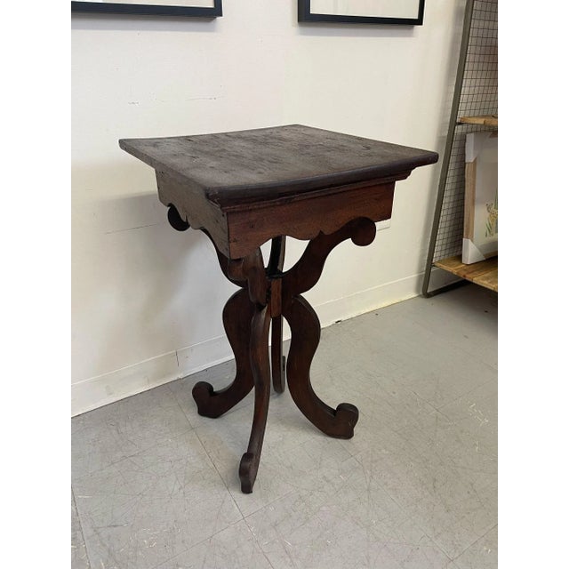 1970s Vintage Victorian Style Accent Table With Carved Wood Legs For Sale - Image 4 of 9