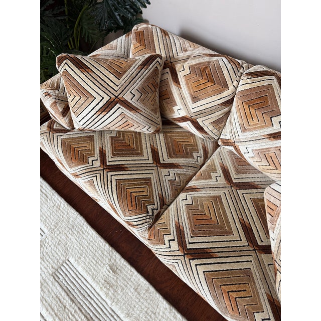 Textile Vintage 1970s Groovy Loveseat Sofa With Jack Lenor Larson Fabric For Sale - Image 7 of 12
