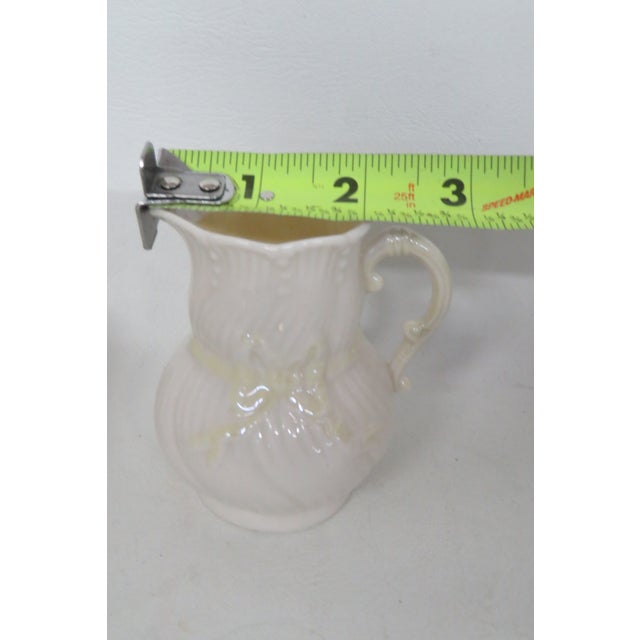 Mid 20th Century Belleek Ireland Porcelain Sugar and Creamer Pair Yellow Ribbon Pattern 4484b For Sale - Image 12 of 16