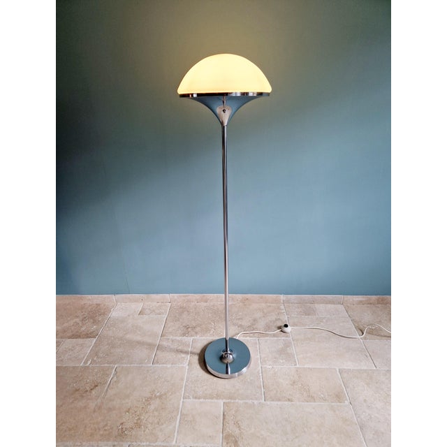 Modernist Floor Lamp in Chrome Metal and White Satin Glass, 1960s For Sale - Image 15 of 15