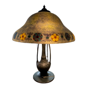 Handel Art Nouveau Antique Bronze and Glass Table Lamp