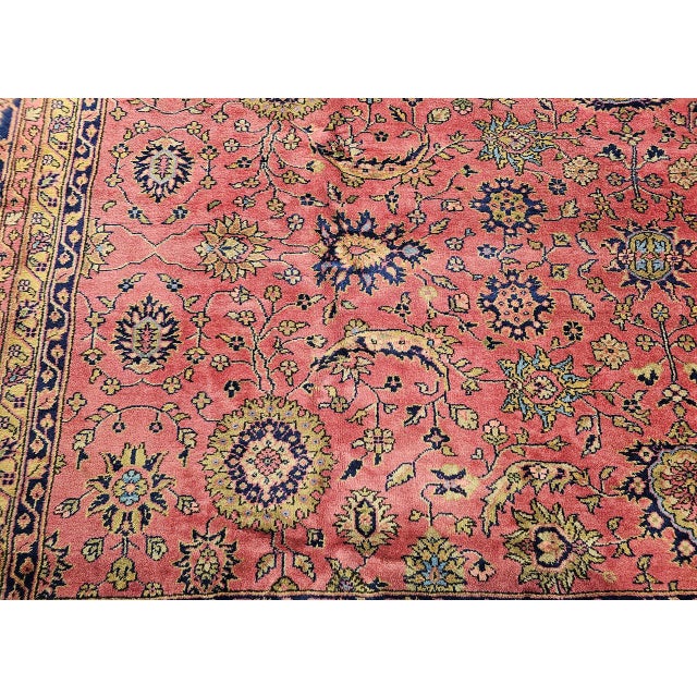 Vintage Oversize Tabriz Design Rug, Hand-Knotted Wool, Allover Geometric Pattern, Pale Red & Navy, 13x24 For Sale - Image 12 of 16