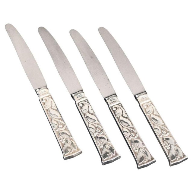 Fruit Knives in Sterling Silver and Stainless Steel by Evald Nielsen, 1930s, Set of 4 For Sale - Image 6 of 6