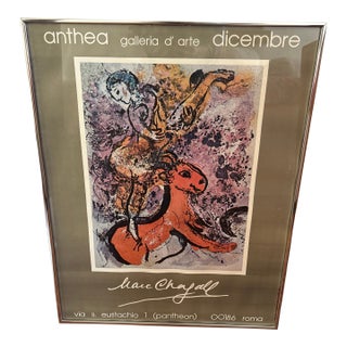 Vintage 1970s Marc Chagall Rome Exhibition Poster For Sale