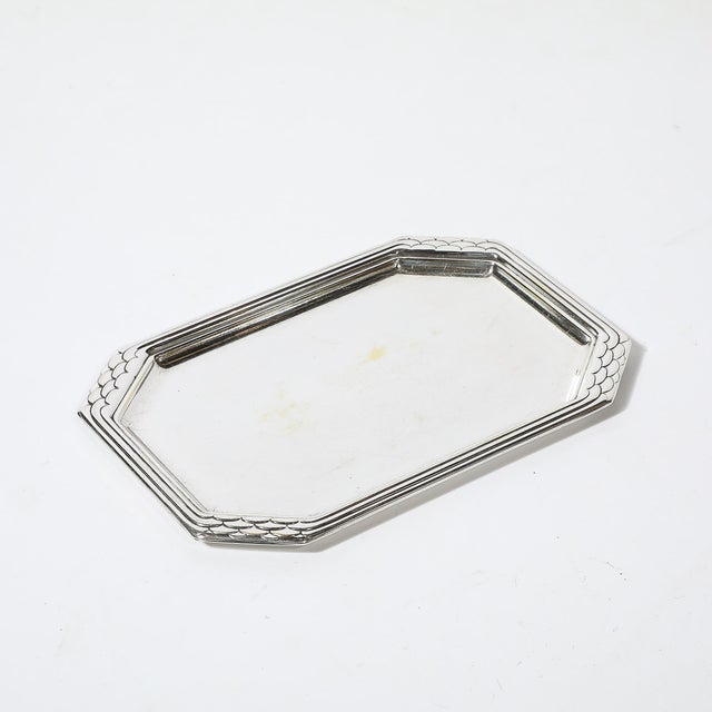 Silver Art Deco Octagonal Silver Plated Tray W/Imbricated Detailing For Sale - Image 8 of 8
