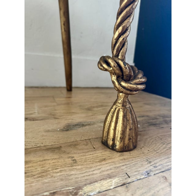 1950s Hollywood Regency Gilt Iron Side Chair With Rope & Tassel Design For Sale In New York - Image 6 of 6