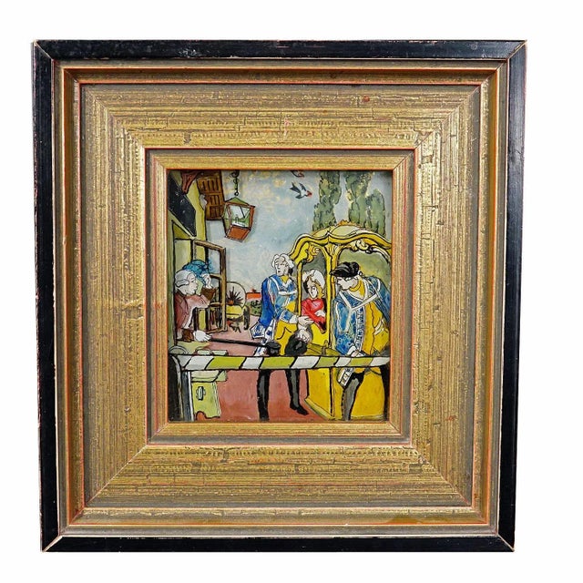 Three Vintage Behind Glass Paintings With Biedermeier Scenes For Sale - Image 4 of 8