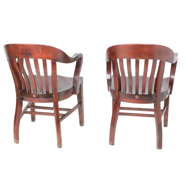 Pr. Vintage Bank of England Jury Chairs by the Marble & Shattuck Furniture Company For Sale - Image 16 of 18